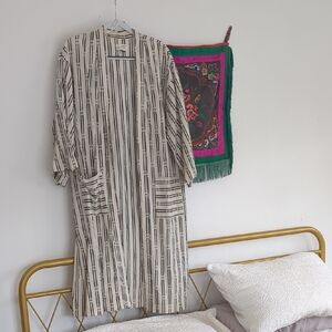 Striped Beige and Black Long Robe